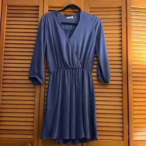 sheer sleeve. elastic waist above the knee dress